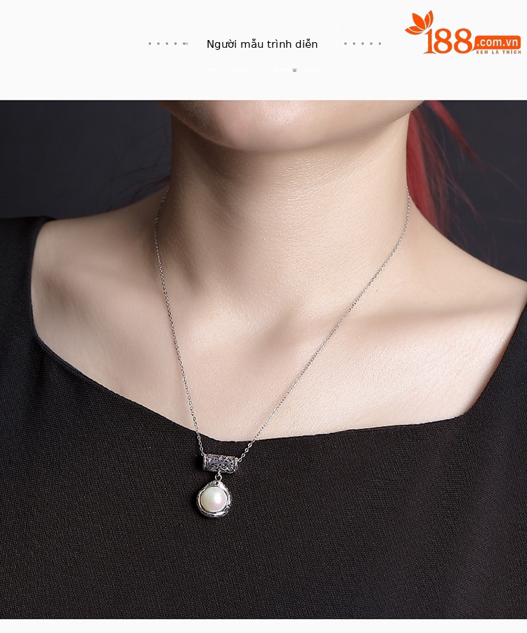 Mặt dây chuyền bạc S925 hình hươu nai kết hợp ngọc trai phong cách cổ điển — Mặt Dây chuyền đơn (không có dây chuyền) chi tiết 3