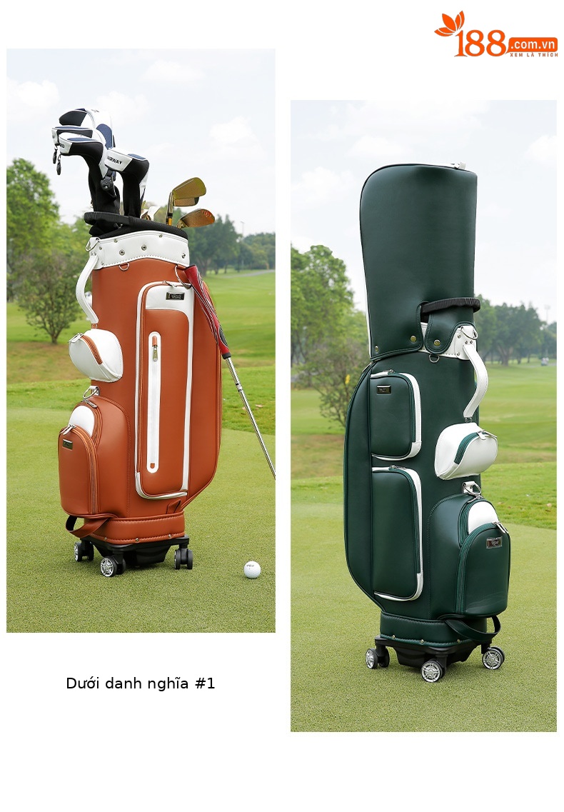 Túi golf PGM đẩy kéo 4 bánh chống nước phong cách Hàn Quốc — QB127-màu nâu, QB127-màu xanh lá cây chi tiết 8