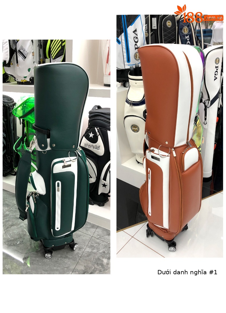 Túi golf PGM đẩy kéo 4 bánh chống nước phong cách Hàn Quốc — QB127-màu nâu, QB127-màu xanh lá cây chi tiết 11