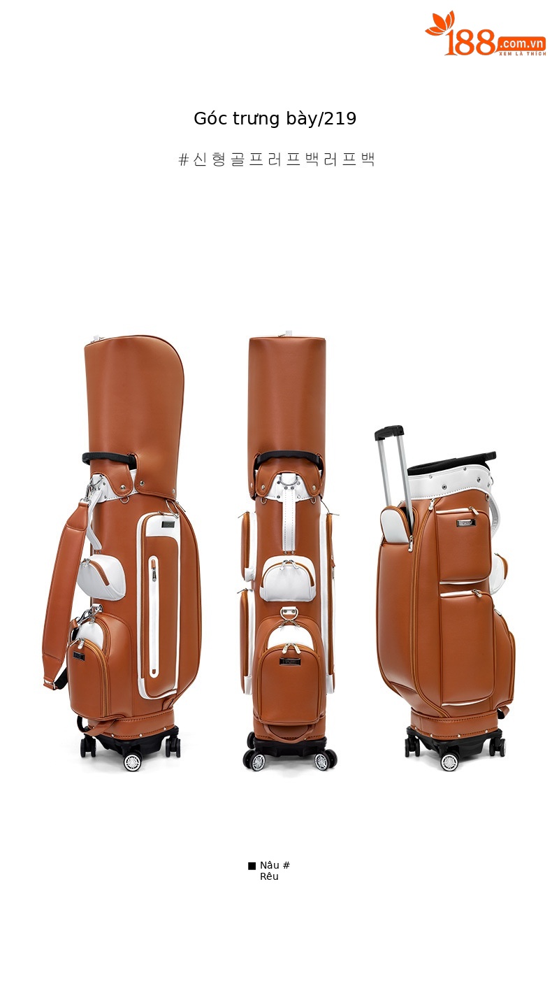 Túi golf PGM đẩy kéo 4 bánh chống nước phong cách Hàn Quốc — QB127-màu nâu, QB127-màu xanh lá cây chi tiết 12