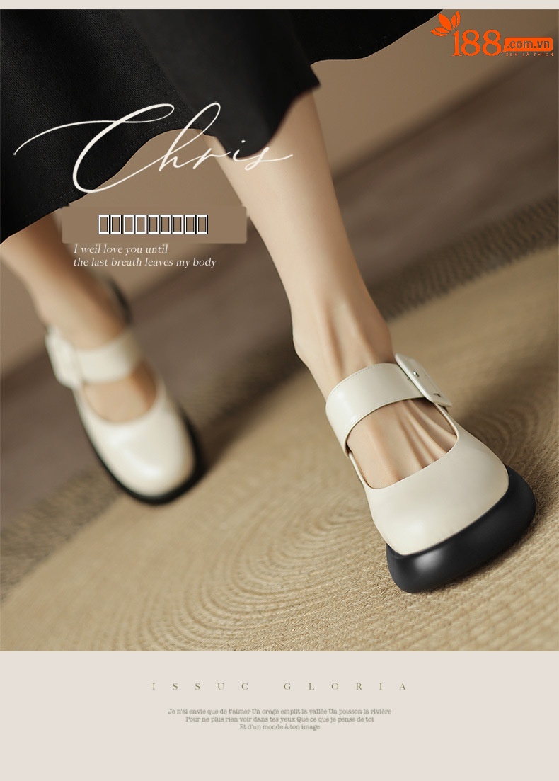 Giày Mary Jane nữ đế dày gót vuông cổ điển — Màu đen chi tiết 1