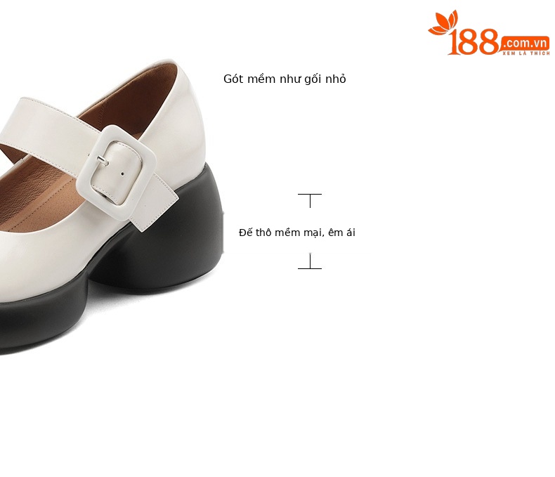 Giày Mary Jane nữ đế dày gót vuông cổ điển — Màu đen chi tiết 5