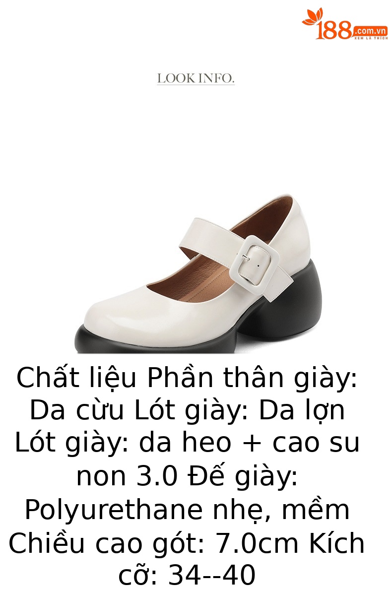 Giày Mary Jane nữ đế dày gót vuông cổ điển — Màu đen chi tiết 4