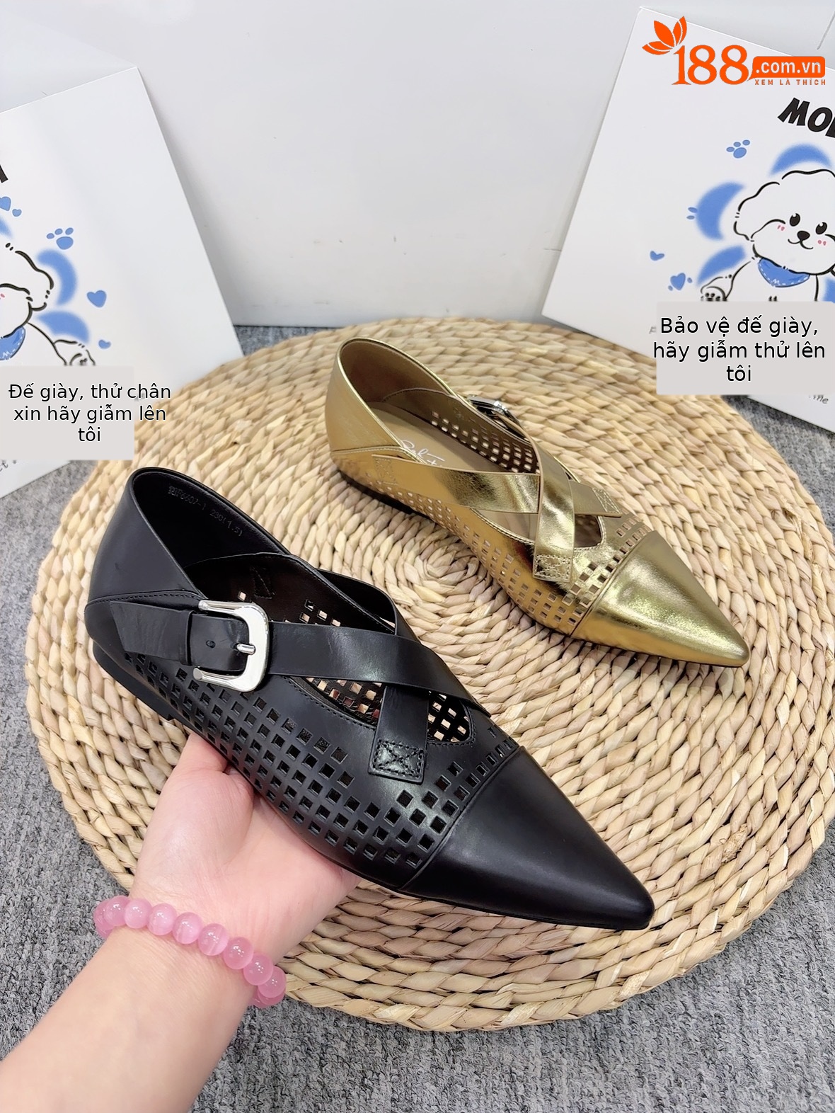 Giày Mary Jane nữ mũi vuông miệng nông đế bệt da bò — Màu đen chi tiết 13
