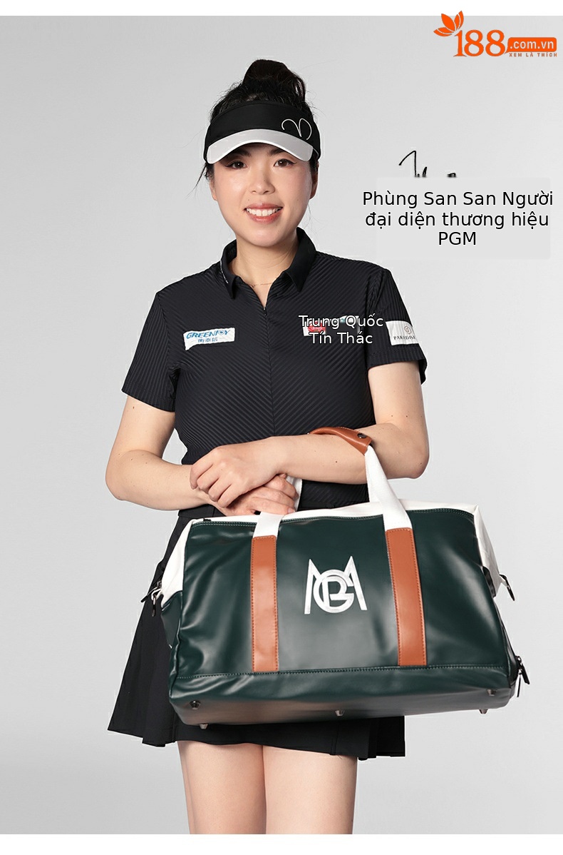 Túi tote golf PGM chống nước nhẹ, ngăn giày riêng, kích thước 50x24x29 cm — YWB043-Trắng Đen, YWB043-Trắng xanh lục, YWB043-Đen Trắng chi tiết 2