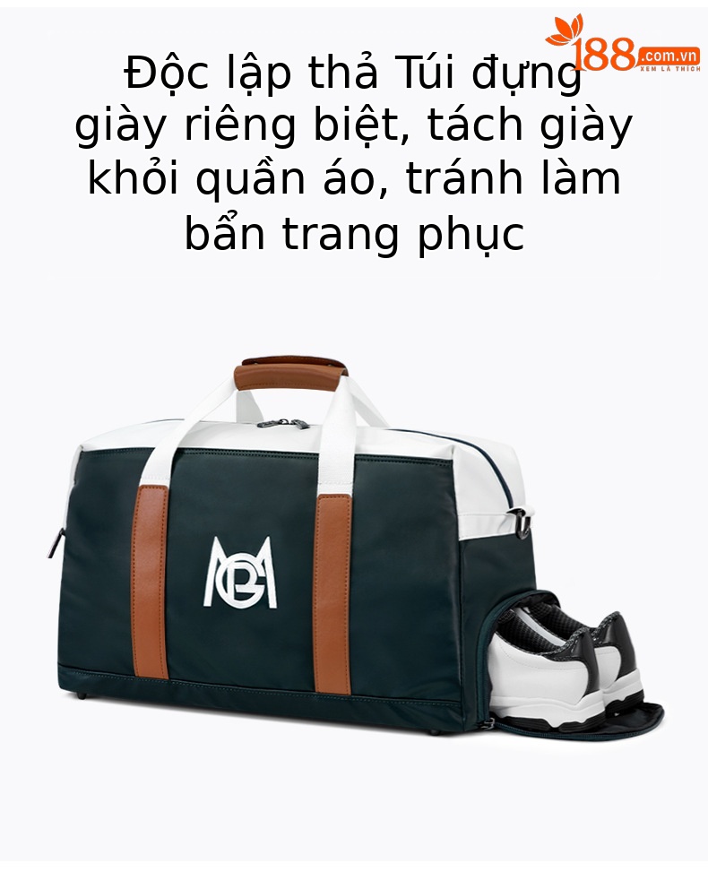 Túi tote golf PGM chống nước nhẹ, ngăn giày riêng, kích thước 50x24x29 cm — YWB043-Trắng Đen, YWB043-Trắng xanh lục, YWB043-Đen Trắng chi tiết 6