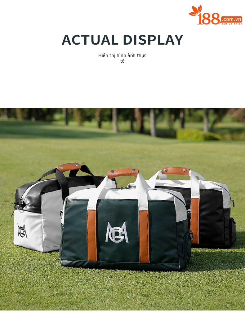 Túi tote golf PGM chống nước nhẹ, ngăn giày riêng, kích thước 50x24x29 cm — YWB043-Trắng Đen, YWB043-Trắng xanh lục, YWB043-Đen Trắng chi tiết 10