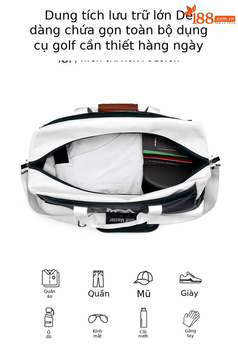 Túi tote golf PGM chống nước nhẹ, ngăn giày riêng, kích thước 50x24x29 cm — YWB043-Trắng Đen, YWB043-Trắng xanh lục, YWB043-Đen Trắng chi tiết 7