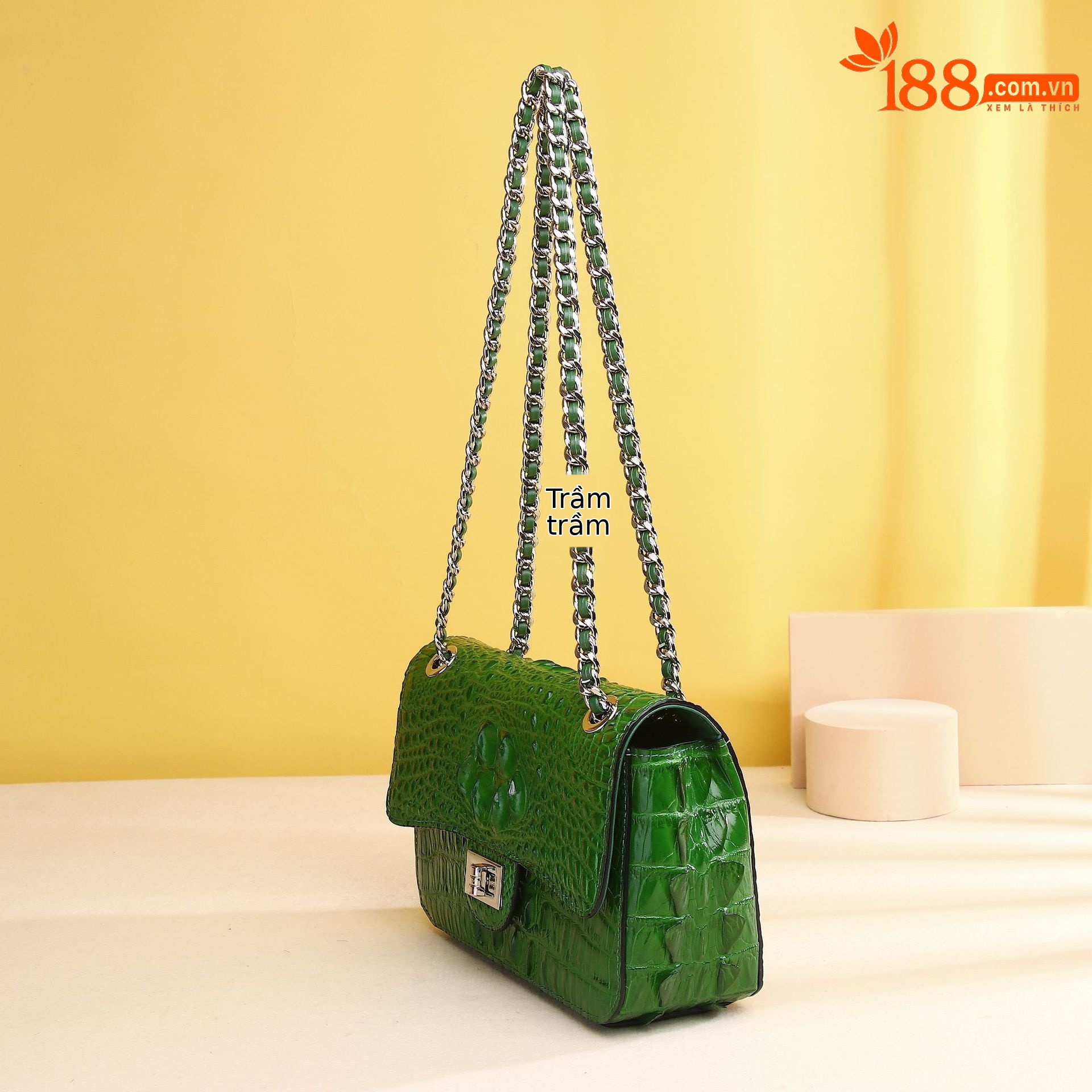 Túi đeo chéo nữ họa tiết xương cá sấu kiểu cổ điển nhỏ gọn chi tiết 12