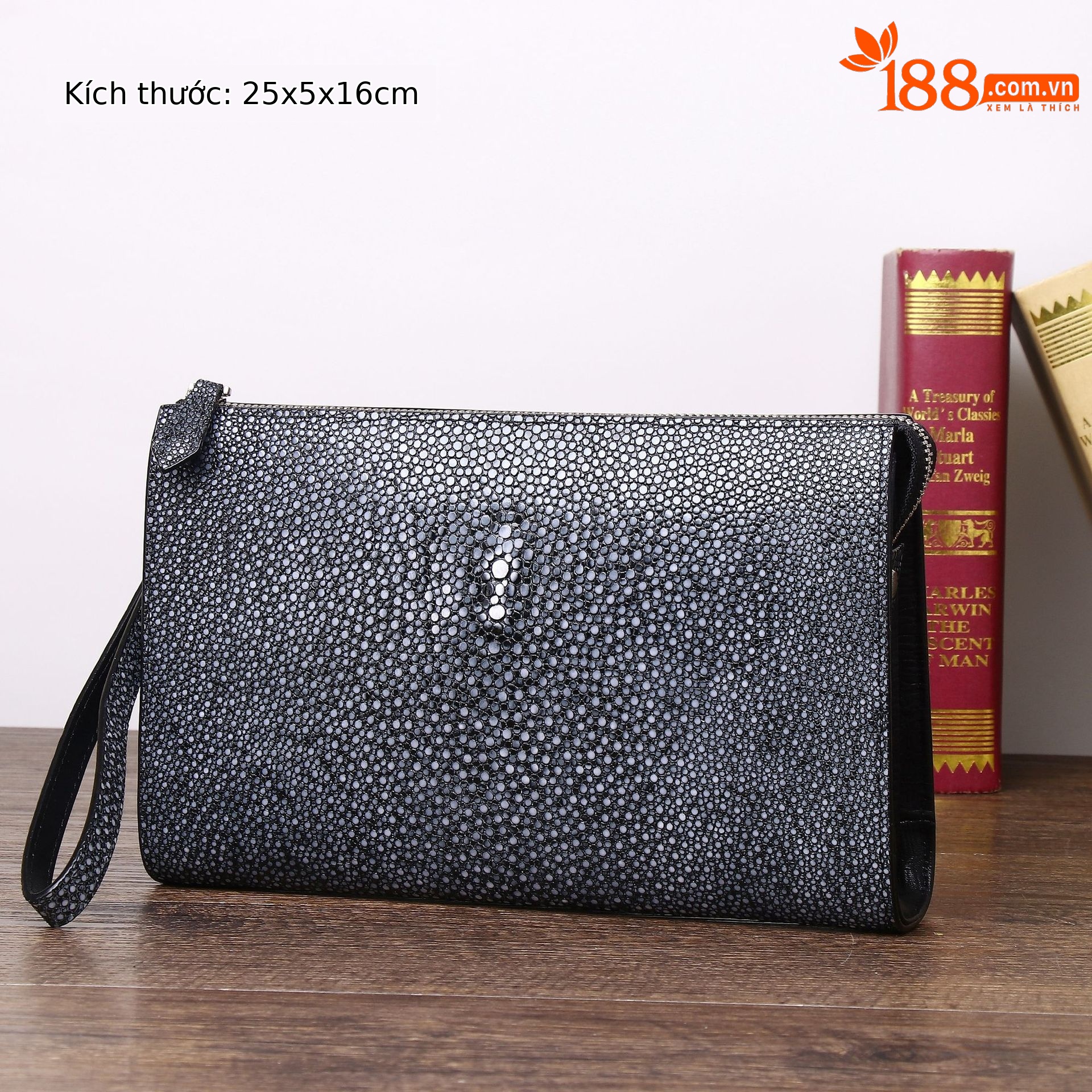 Túi clutch nam họa tiết vân cá ngọc trai bóng mượt, dung tích lớn, đựng điện thoại chi tiết 7