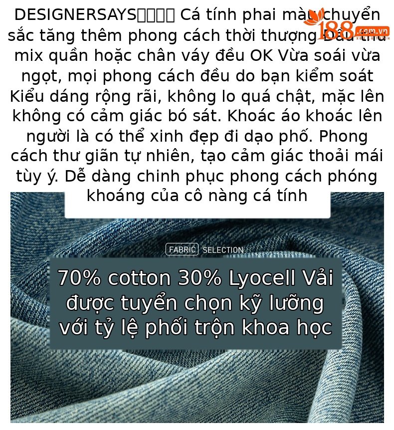 Áo khoác denim nữ dáng rộng phong cách BF — Màu đen chi tiết 2