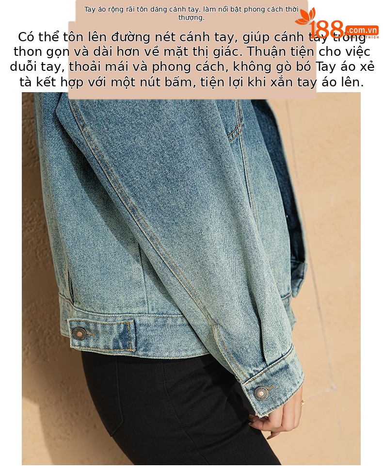 Áo khoác denim nữ dáng rộng phong cách BF — Màu đen chi tiết 9
