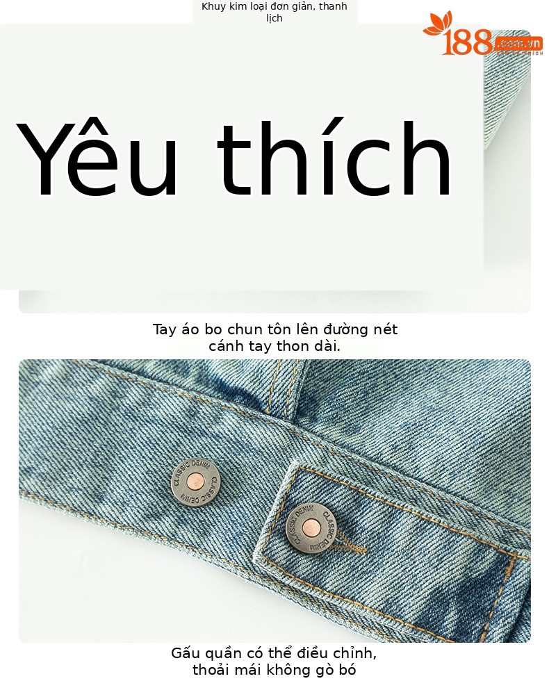 Áo khoác denim nữ dáng rộng phong cách BF — Màu đen chi tiết 20