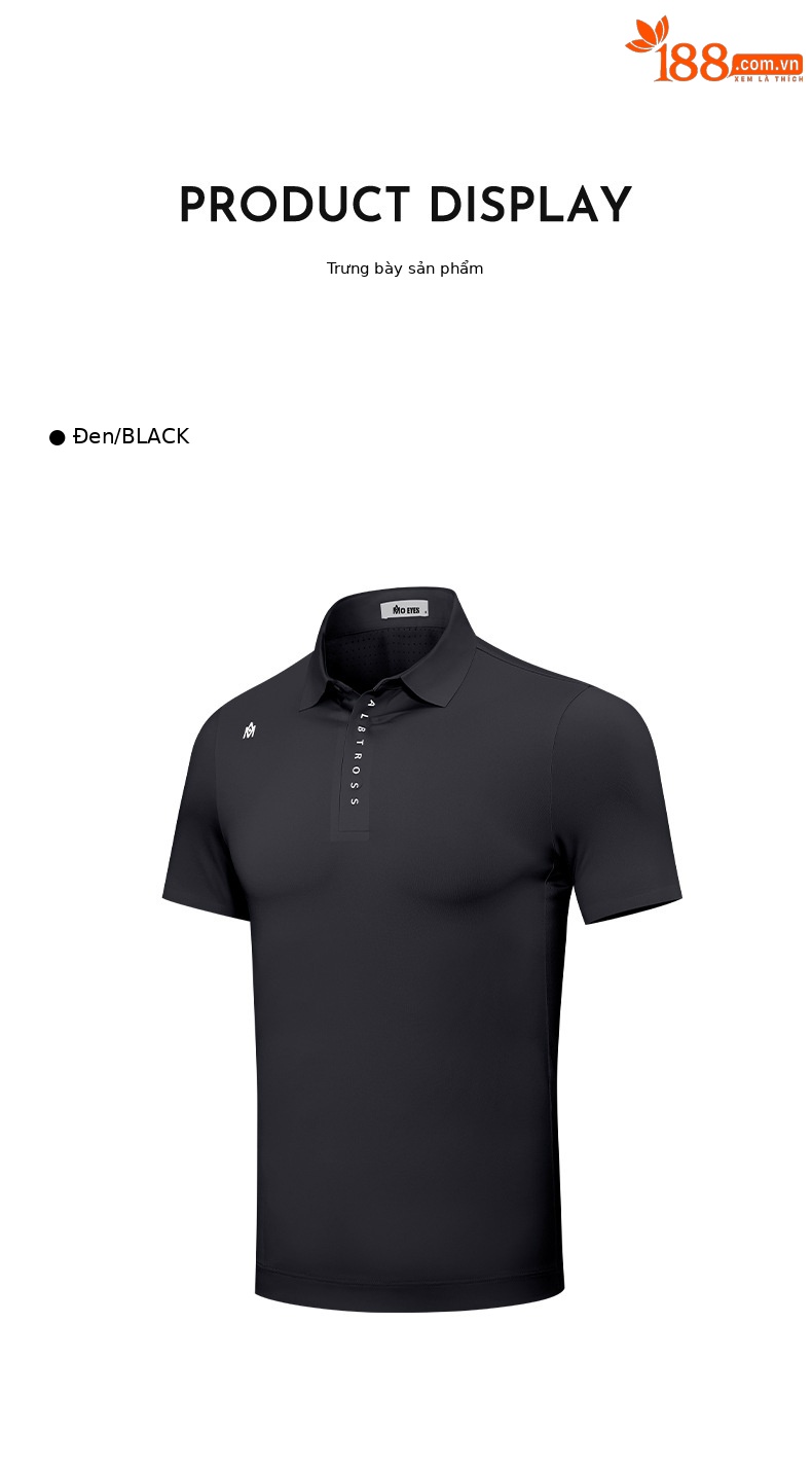 Áo thun thể thao nam ngắn tay chơi golf co giãn cao mềm mại thoáng khí — M23YF001-Đen, M23YF001-màu xám, M23YF001-màu trắng chi tiết 12
