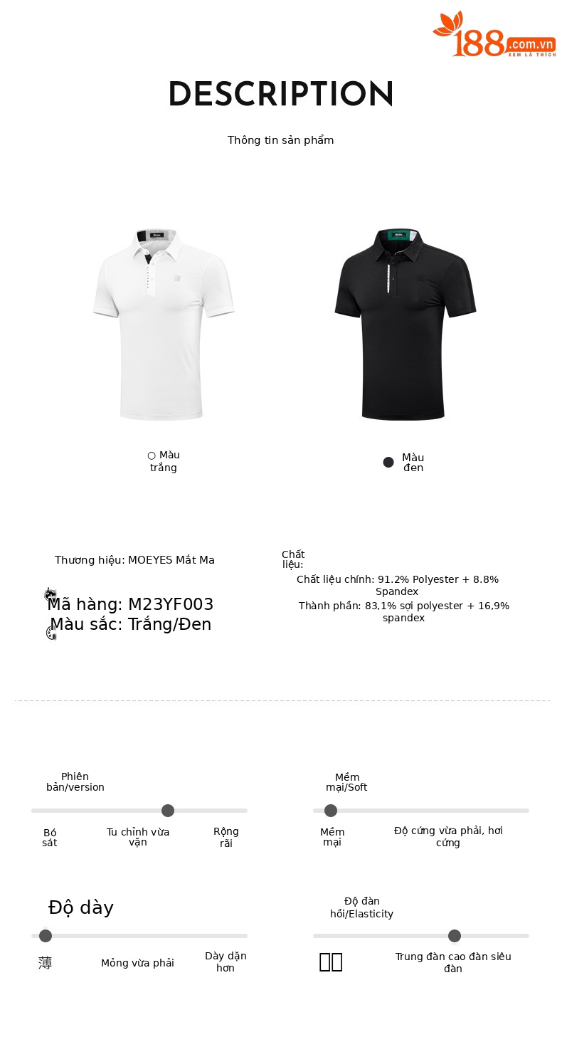 Áo phông thể thao nam ngắn tay chơi golf MMO EYES, chất liệu co giãn cao thoáng khí — M23YF002-Áo màu xanh lá cây, M23YF005-Áo màu xám, M23YF004-Áo màu đen, M23YF005-Áo màu trắng chi tiết 56