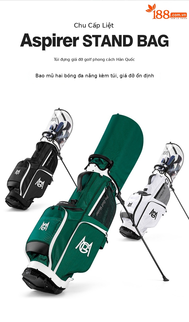 Túi đựng gậy golf PGM phong cách Hàn Quốc, chất liệu nylon bền bỉ, có mũ túi đôi — Qb133-màu xanh lá cây [mũ túi bóng ĐÔI], Qb133-đen [mũ túi bóng ĐÔI], Qb133-trắng [mũ túi bóng ĐÔI] chi tiết 2