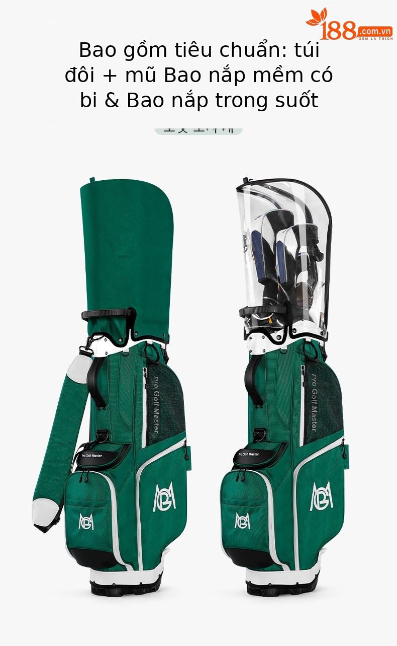 Túi đựng gậy golf PGM phong cách Hàn Quốc, chất liệu nylon bền bỉ, có mũ túi đôi — Qb133-màu xanh lá cây [mũ túi bóng ĐÔI], Qb133-đen [mũ túi bóng ĐÔI], Qb133-trắng [mũ túi bóng ĐÔI] chi tiết 3