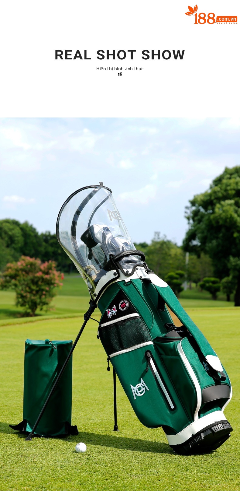 Túi đựng gậy golf PGM phong cách Hàn Quốc, chất liệu nylon bền bỉ, có mũ túi đôi — Qb133-màu xanh lá cây [mũ túi bóng ĐÔI], Qb133-đen [mũ túi bóng ĐÔI], Qb133-trắng [mũ túi bóng ĐÔI] chi tiết 8