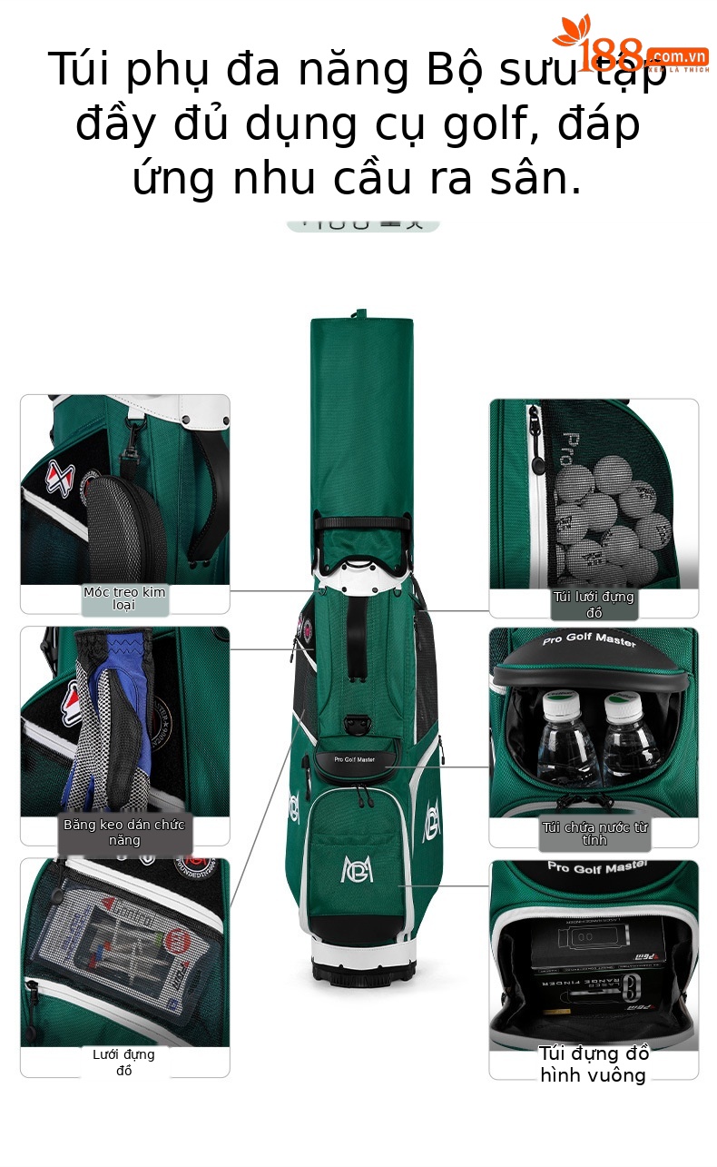 Túi đựng gậy golf PGM phong cách Hàn Quốc, chất liệu nylon bền bỉ, có mũ túi đôi — Qb133-màu xanh lá cây [mũ túi bóng ĐÔI], Qb133-đen [mũ túi bóng ĐÔI], Qb133-trắng [mũ túi bóng ĐÔI] chi tiết 4
