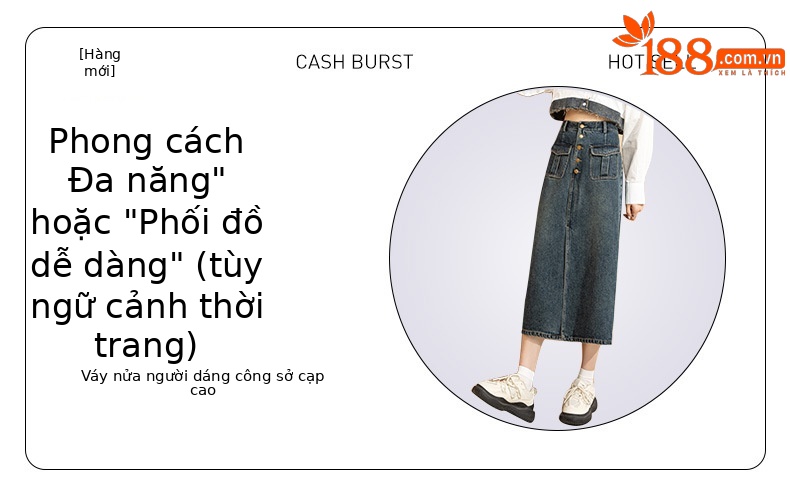 Chân váy denim cạp cao chữ A dáng dài vừa phong cách cổ điển tôn dáng — Màu xanh lam chi tiết 3