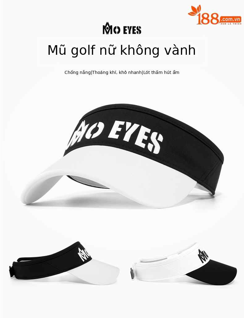 Mũ golf nữ không đầu Moeyes Magic Eye phối màu tương phản, dây hút mồ hôi chống nắng — M23MZ003-Đen Trắng, M23MZ003-Trắng Đen, M23MZ004-màu trắng, M23MZ005-màu trắng chi tiết 3