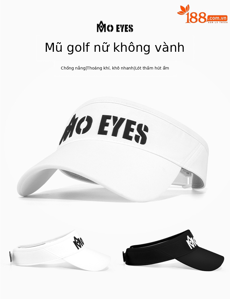 Mũ golf nữ không đầu Moeyes Magic Eye phối màu tương phản, dây hút mồ hôi chống nắng — M23MZ003-Đen Trắng, M23MZ003-Trắng Đen, M23MZ004-màu trắng, M23MZ005-màu trắng chi tiết 23