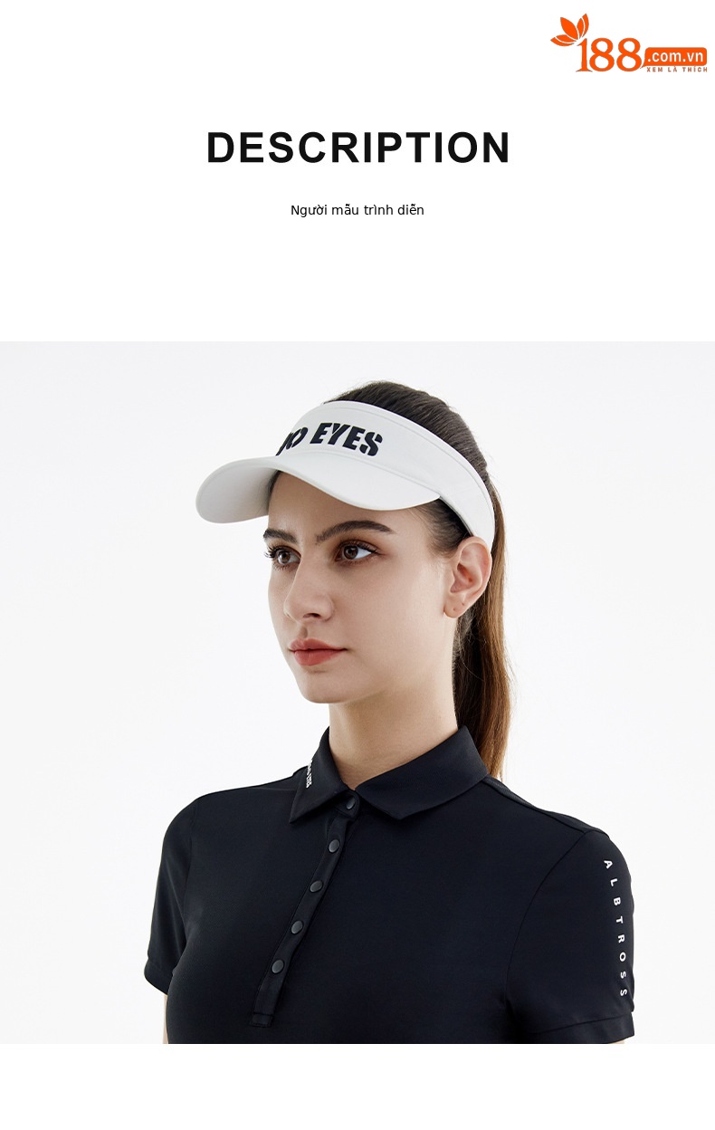 Mũ golf nữ không đầu Moeyes Magic Eye phối màu tương phản, dây hút mồ hôi chống nắng — M23MZ003-Đen Trắng, M23MZ003-Trắng Đen, M23MZ004-màu trắng, M23MZ005-màu trắng chi tiết 27