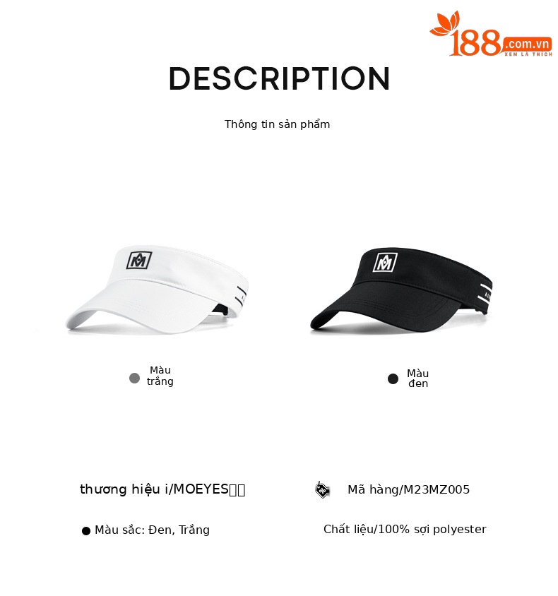 Mũ golf nữ không đầu Moeyes Magic Eye phối màu tương phản, dây hút mồ hôi chống nắng — M23MZ003-Đen Trắng, M23MZ003-Trắng Đen, M23MZ004-màu trắng, M23MZ005-màu trắng chi tiết 45