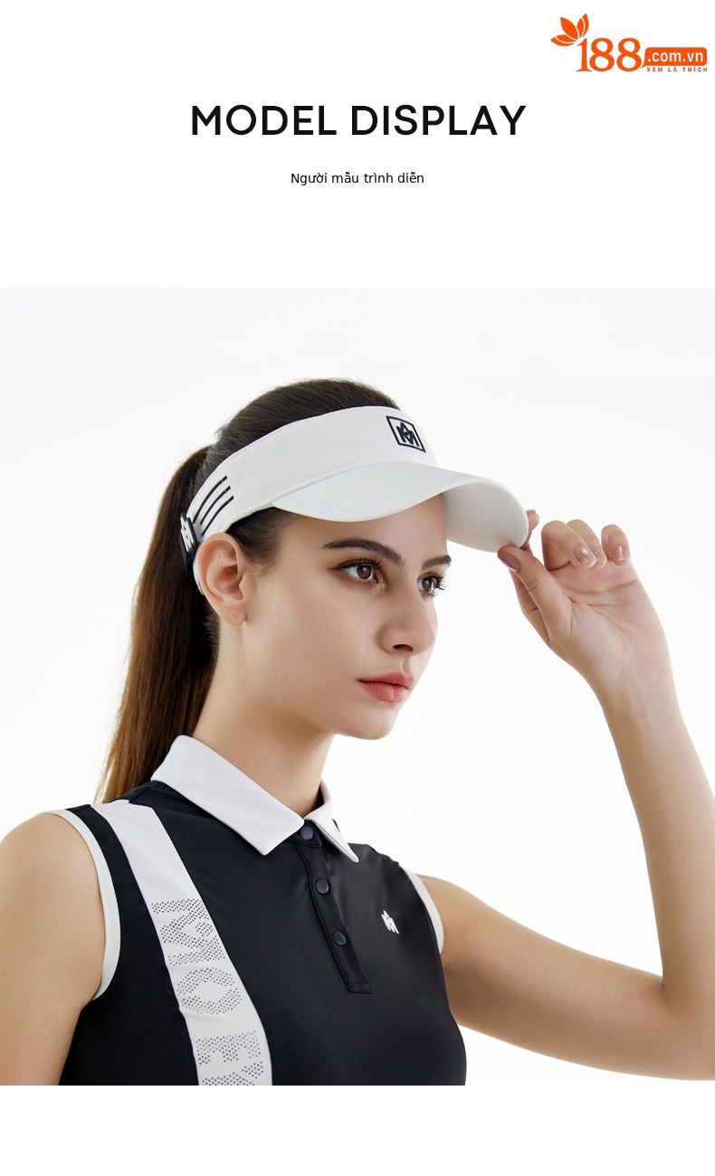 Mũ golf nữ không đầu Moeyes Magic Eye phối màu tương phản, dây hút mồ hôi chống nắng — M23MZ003-Đen Trắng, M23MZ003-Trắng Đen, M23MZ004-màu trắng, M23MZ005-màu trắng chi tiết 46