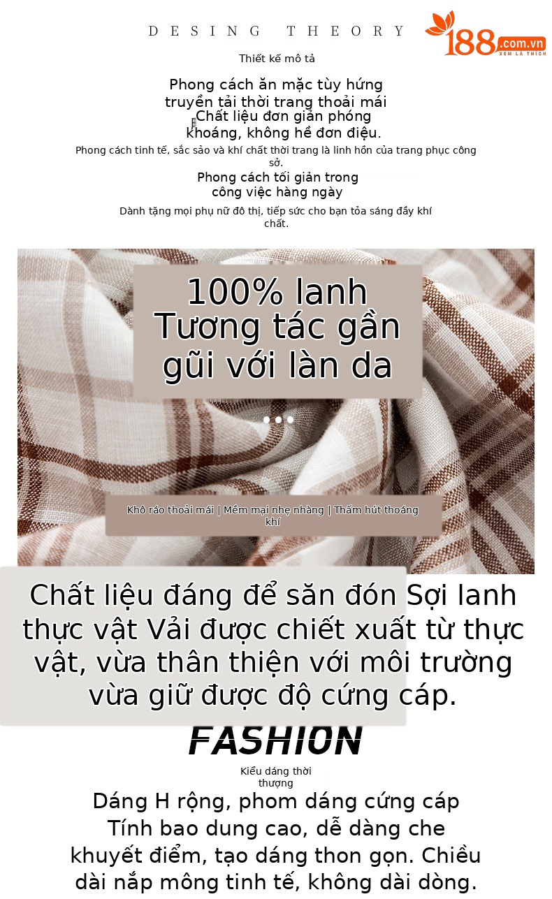 Áo blazer nữ vải lanh kẻ caro thiết kế độc đáo dáng ngắn — Ca rô chi tiết 2