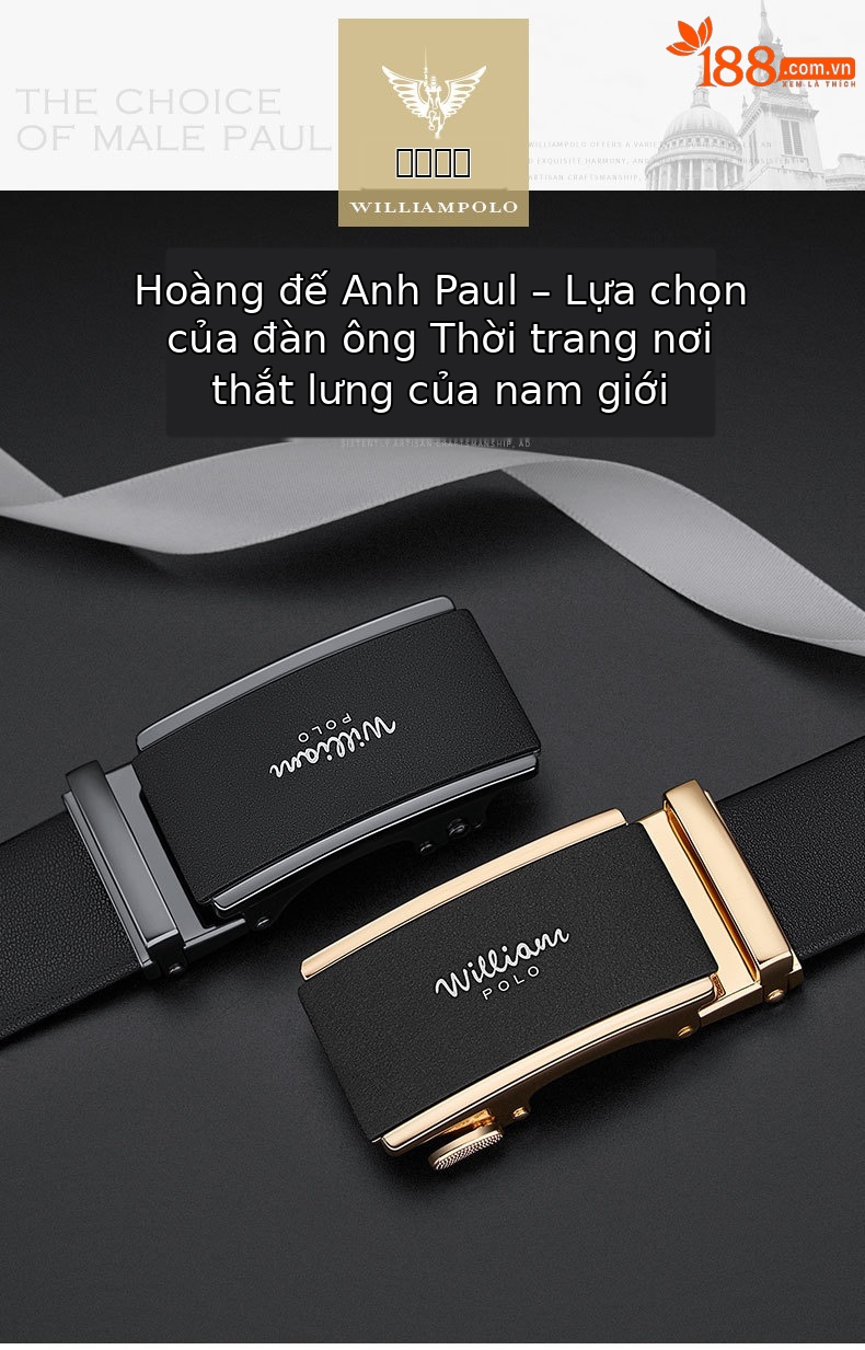 Thắt lưng nam da bò hai lớp mặt mờ khóa tự động hợp kim Emperor Paul — 120cm, 130cm, 110cm, 125cm chi tiết 1