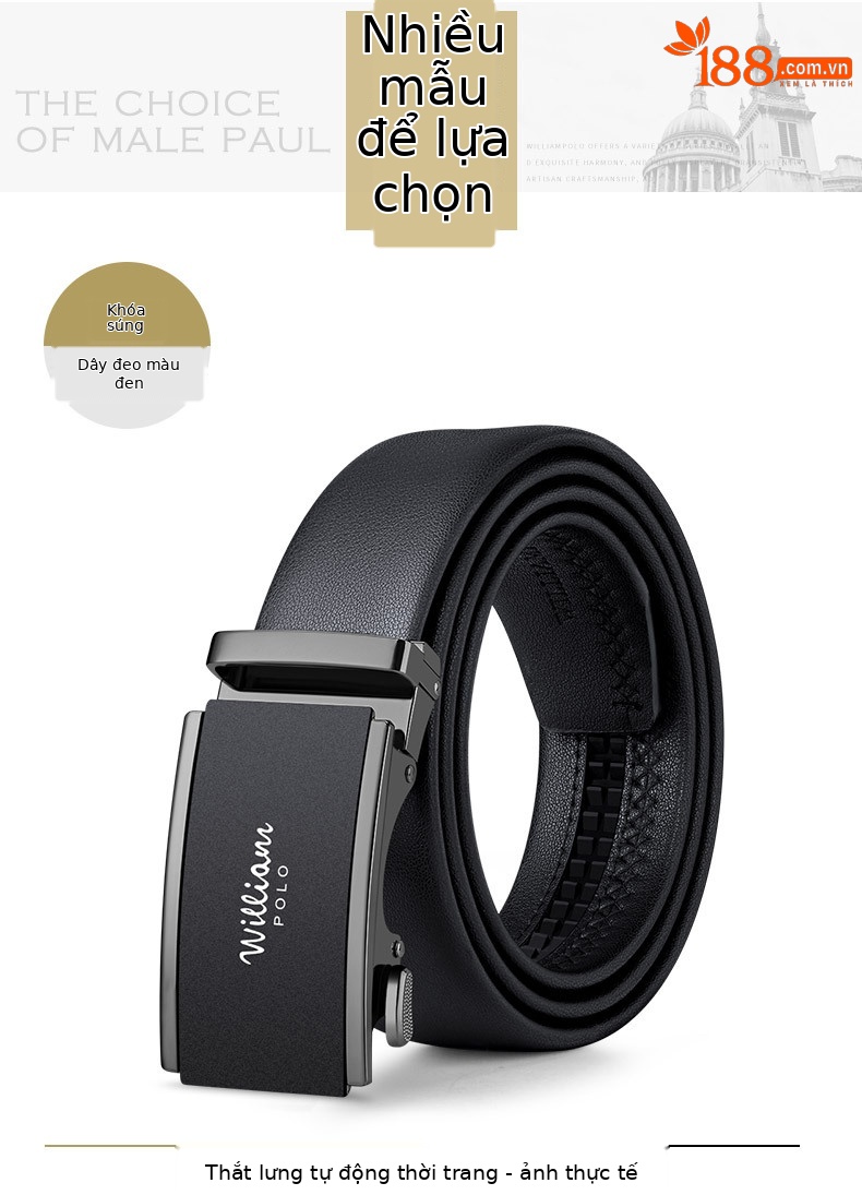 Thắt lưng nam da bò hai lớp mặt mờ khóa tự động hợp kim Emperor Paul — 120cm, 130cm, 110cm, 125cm chi tiết 8