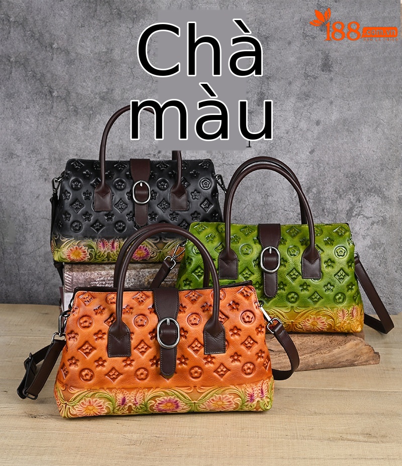 Túi xách tay da thật cổ điển phong cách Trung Quốc, đánh bóng thủ công, đeo vai đa năng (33×10×19 cm) — Xanh lá cổ điển chi tiết 1