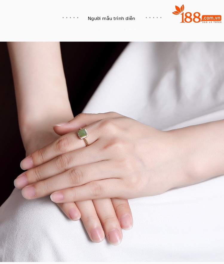 Nhẫn nữ bạc S925 mạ vàng đính đá zircon vuông thời trang — Kiểu mạ bạch kim chi tiết 5