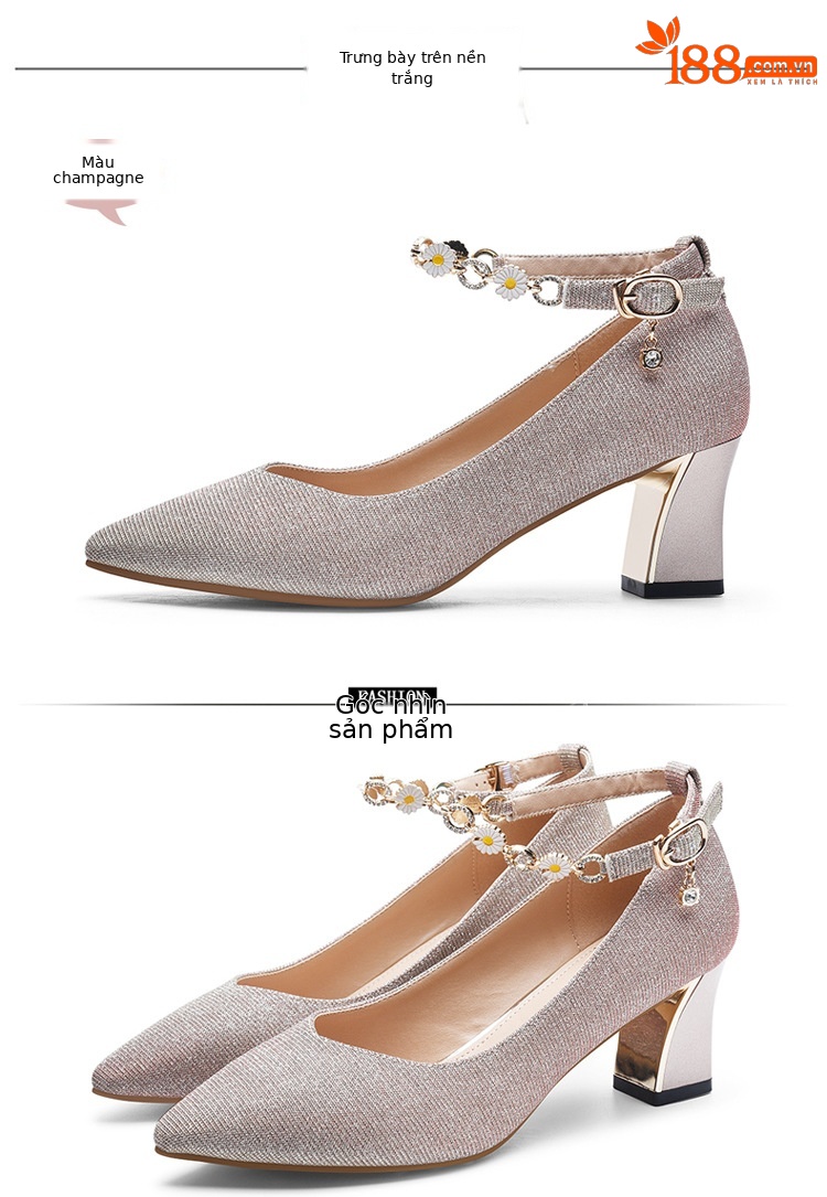 Giày cao gót nữ gót vuông 5-6 cm đế mềm không mỏi chân mùa hè màu sâm panh — L9013 [vàng] cao gót 5CM, L9139 [Đen] cao gót 6CM, L9139 [màu sâm panh] cao gót 6CM, L9013 [Đen] cao gót 5CM chi tiết 20