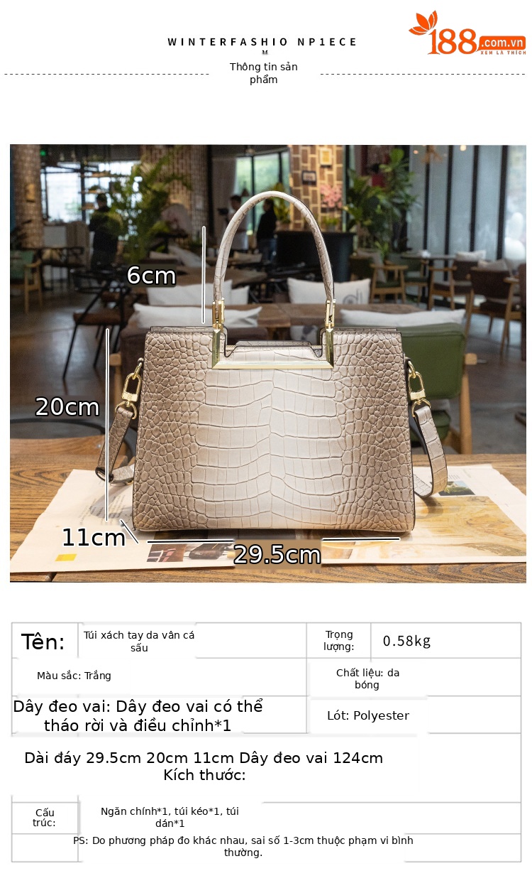 Túi tote da thật Hồng Kông phong cách đơn giản, dung tích lớn, đeo vai/chéo — Màu xám chi tiết 2
