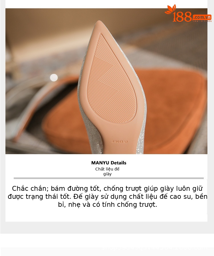 Giày cao gót mũi nhọn Jingang CG6007 gót nhọn 9 cm, đính pha lê, kiểu cô dâu mùa hè — Màu Sâm panh chi tiết 7