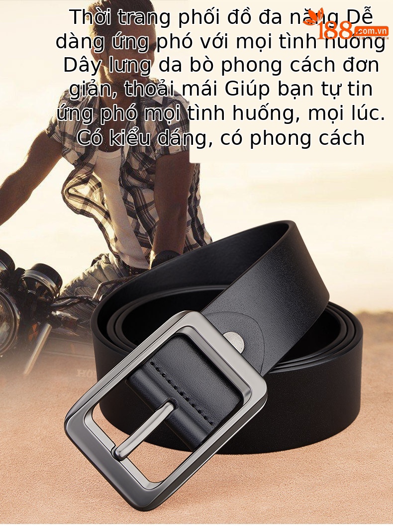 Thắt lưng da bò thật nam khóa kim đánh bóng Emperor Paul — 120cm, 130cm, 110cm, 125cm chi tiết 2