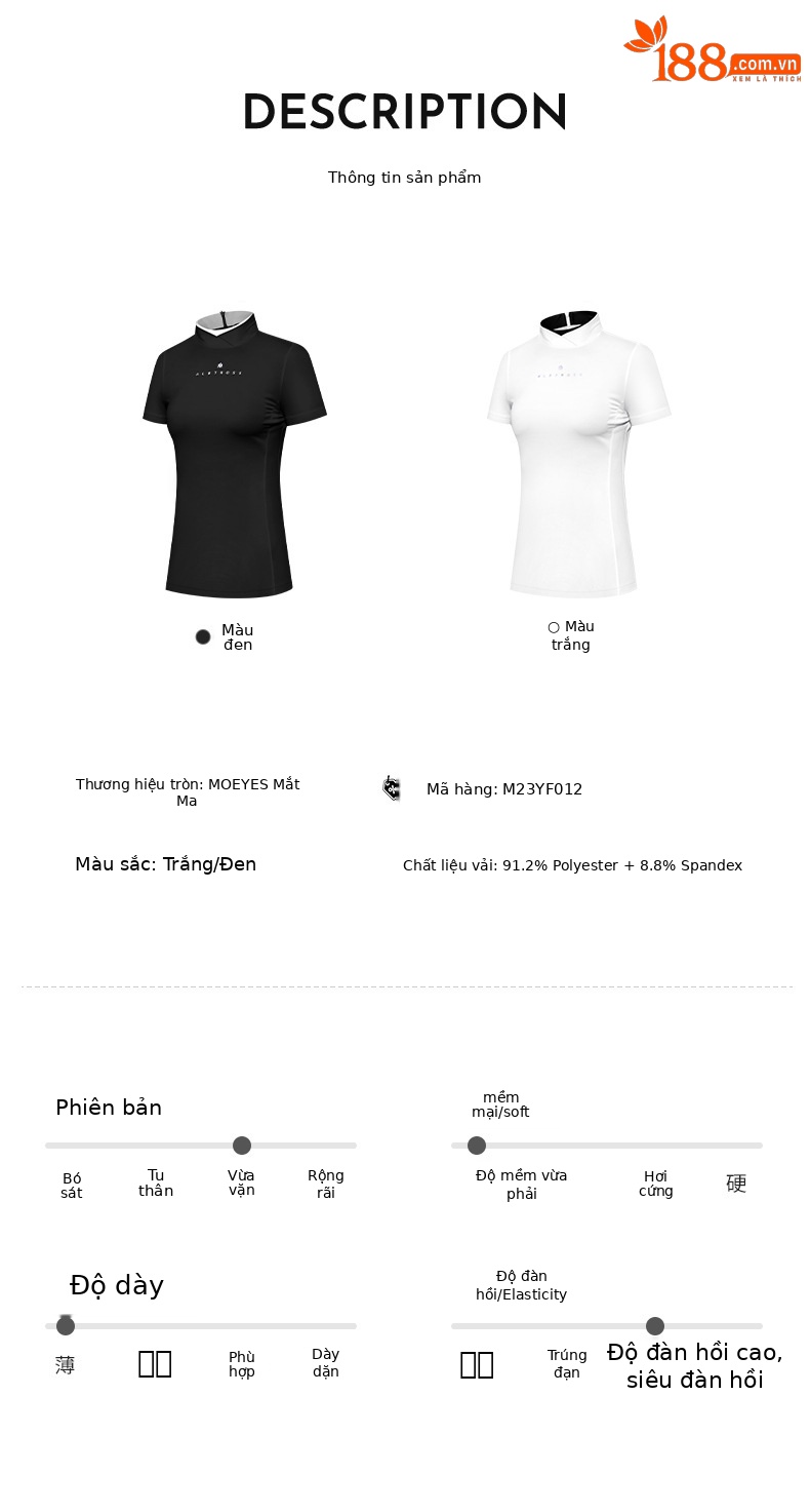 Áo thun nữ tay ngắn co giãn dây kéo sau lưng thể thao golf — M23YF013-Áo màu trắng, M23YF012-Áo màu đen, M23YF012-Áo màu trắng, M23QZ002-Váy ngắn màu trắng chi tiết 5
