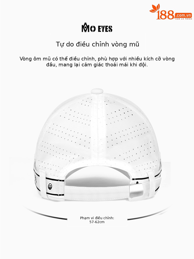 Mũ lưỡi trai nữ moeyes kiểu bóng chày lưới thoáng khí, dây thấm mồ hôi, chống nắng — M23MZ006-màu trắng, M23MZ006-Đen chi tiết 5