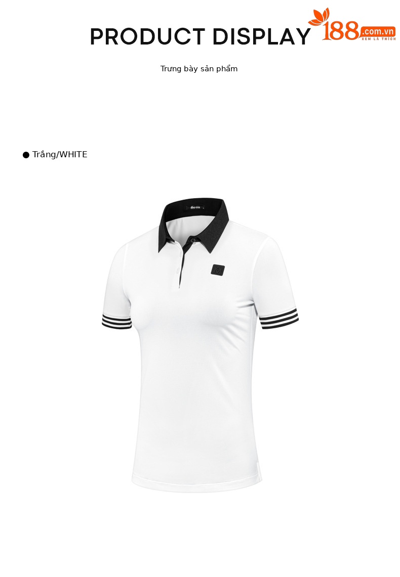 Bộ quần áo golf nữ Moeyes Magic Eye thể thao thoáng khí vải đính hạt mùa hè — M23KUZ006-Quần short đen, M23YF010-Áo màu trắng, M23YF010-Áo màu đen, M23KUZ006-Quần short trắng chi tiết 14