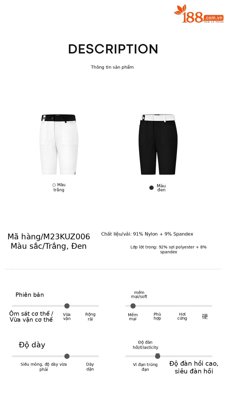 Bộ quần áo golf nữ Moeyes Magic Eye thể thao thoáng khí vải đính hạt mùa hè — M23KUZ006-Quần short đen, M23YF010-Áo màu trắng, M23YF010-Áo màu đen, M23KUZ006-Quần short trắng chi tiết 7