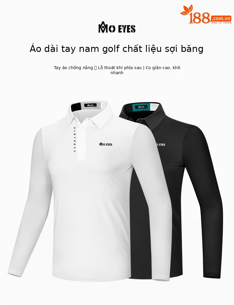 Áo chống nắng nam Moeyes Magic Eye Golf vải lụa lạnh thoáng khí nhanh khô — M23YF006-Áo màu trắng, M23YF006-Áo màu đen chi tiết 2