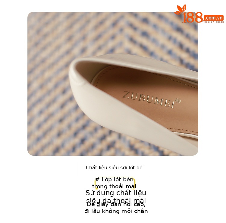 Giày cao gót nữ mũi nhọn chống thấm nước, đế nông miệng, phù hợp thu đông — Đỏ rượu chi tiết 4