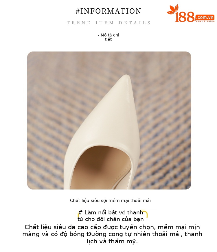 Giày cao gót mũi nhọn nữ gót 8 cm phong cách Hàn Quốc — Màu đen chi tiết 2