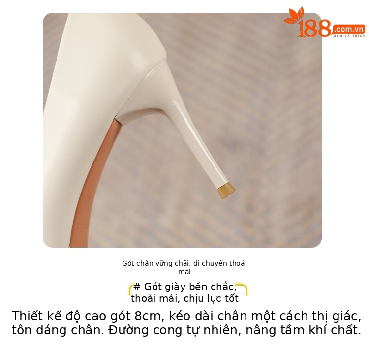 Giày cao gót mũi nhọn nữ gót 8 cm phong cách Hàn Quốc — Màu đen chi tiết 3