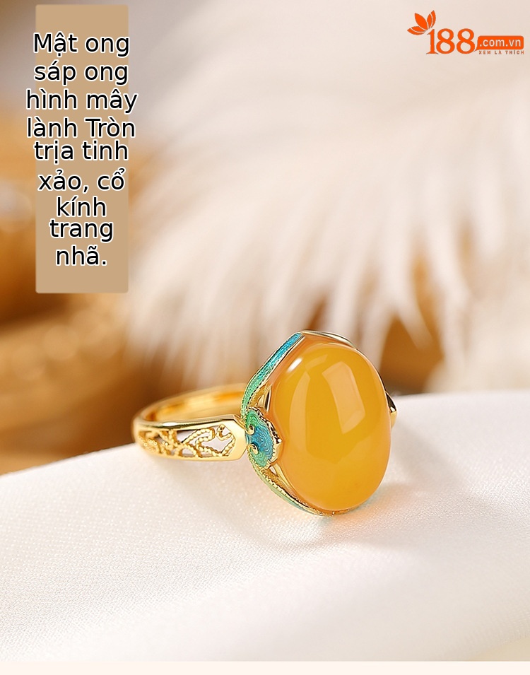 Nhẫn bạc S925 mạ vàng mặt trứng Ruyi phong cách Trung Hoa cổ điển — Mở (một kích thước) chi tiết 2