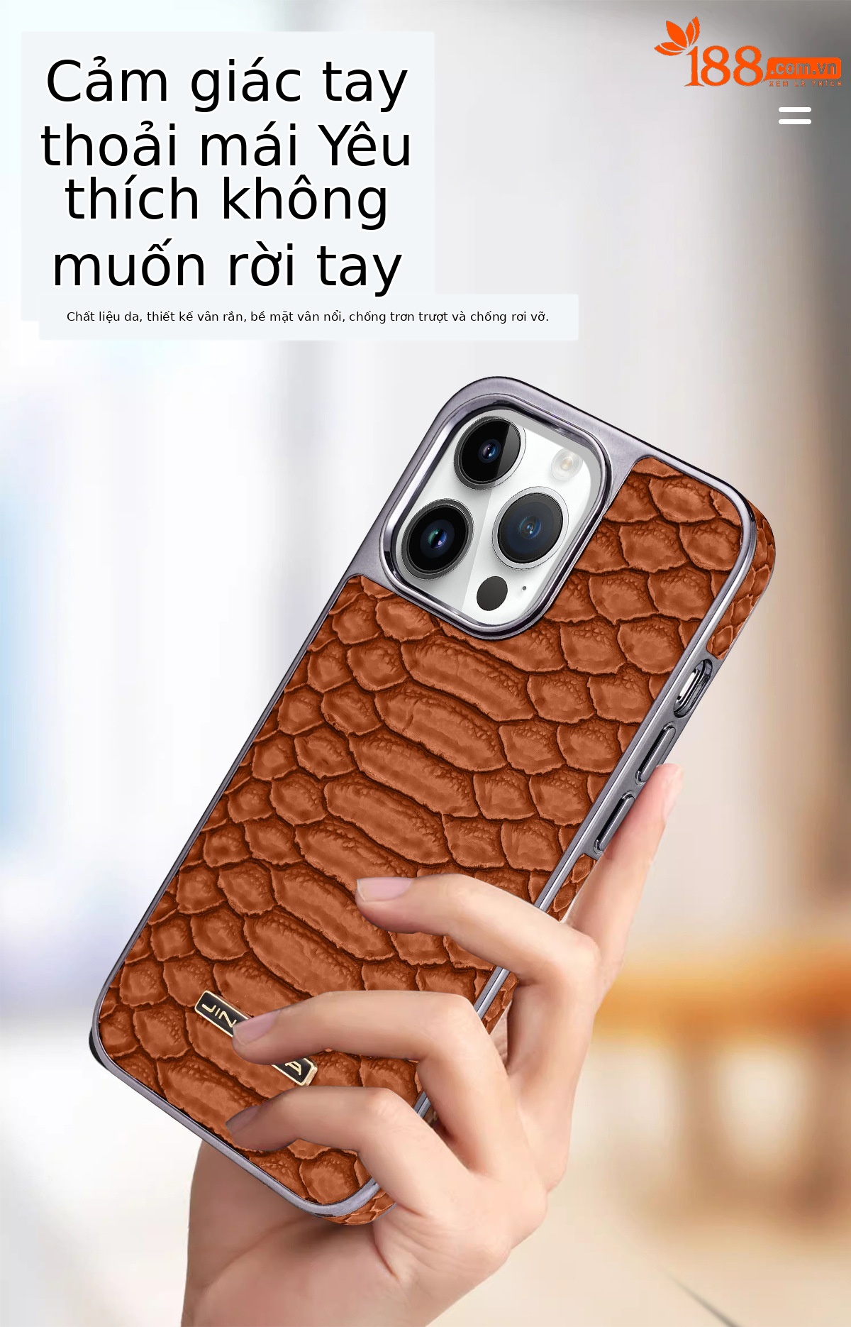 Ốp lưng da họa tiết rắn mạ điện chống rơi cho iPhone 12–16 Pro Max — [Đen] vân rắn ◆ Công nghệ mạ điện lỗ lớn, [Màu xanh lam] vân rắn ◆ Quy trình mạ điện lỗ lớn, [Màu nâu nhạt] vân rắn ◆ Quy trình mạ điện lỗ lớn, [Màu nâu sẫm] vân rắn ◆ Quy trình mạ điện lỗ lớn chi tiết 4
