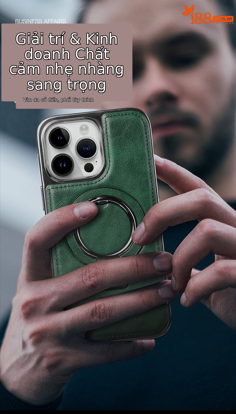 Ốp lưng da chống sốc viền dày cho iPhone 11/12/13/14 Pro Max — [Giá đỡ vợt màu nâu nhạt] lỗ từ tính, [Giá đỡ vợt màu đen] lỗ từ tính, [Giá đỡ vợt màu tím đậm] lỗ từ tính, [Giá đỡ vợt màu xanh lam] lỗ từ tính chi tiết 2