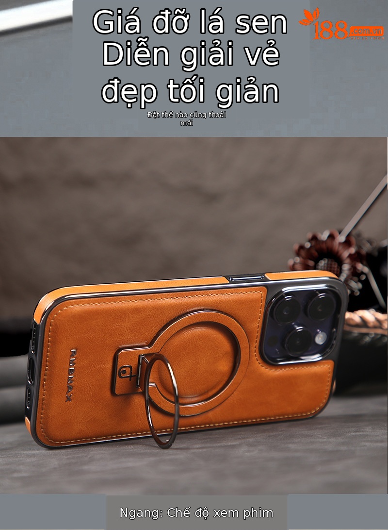 Ốp lưng da chống sốc viền dày cho iPhone 11/12/13/14 Pro Max — [Giá đỡ vợt màu nâu nhạt] lỗ từ tính, [Giá đỡ vợt màu đen] lỗ từ tính, [Giá đỡ vợt màu tím đậm] lỗ từ tính, [Giá đỡ vợt màu xanh lam] lỗ từ tính chi tiết 7